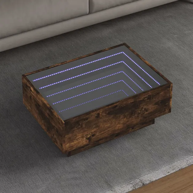 vidaXL Salontafel met LED 70x50x30 cm bewerkt hout gerookt eikenkleur, foto 2