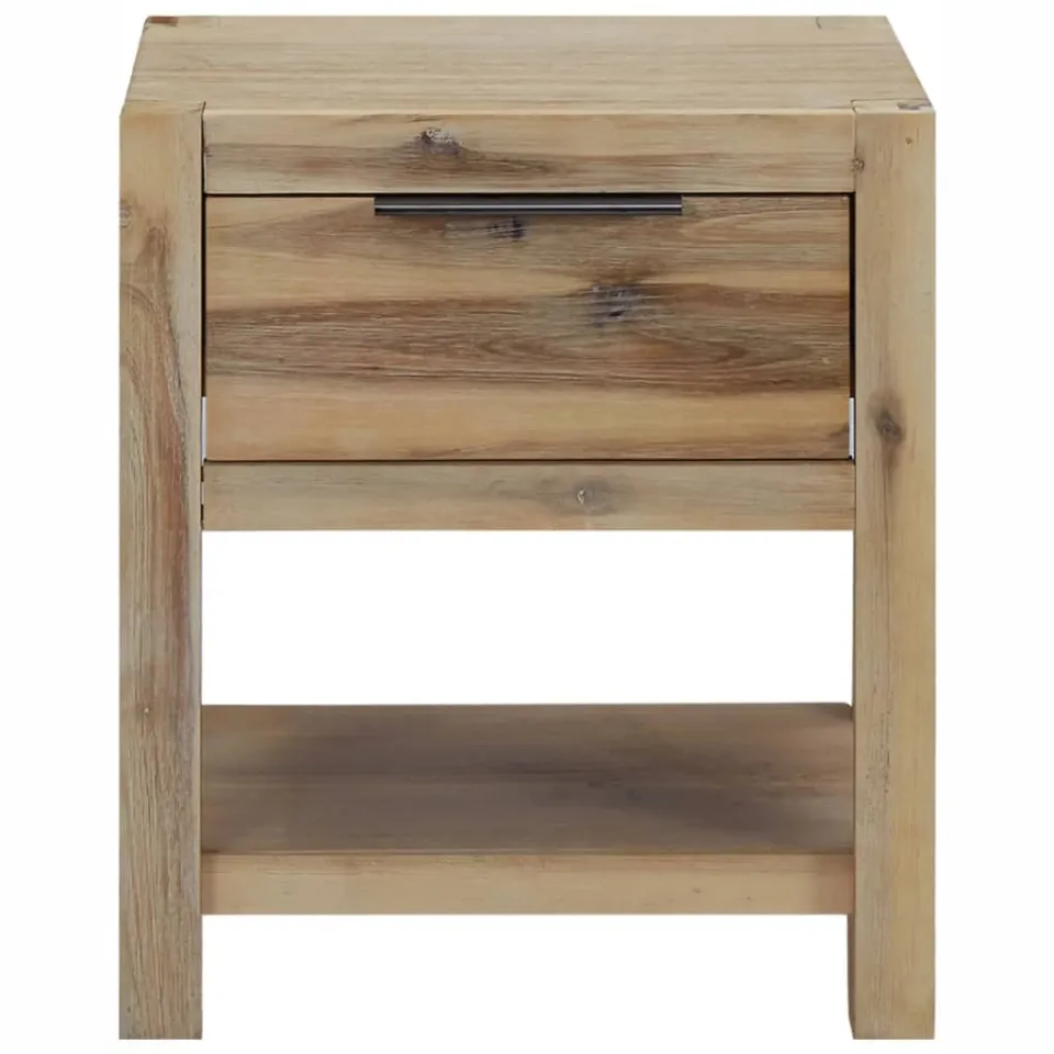 vidaXL Nachtkastje met lade 40x30x48 cm massief acaciahout bruin, foto 3