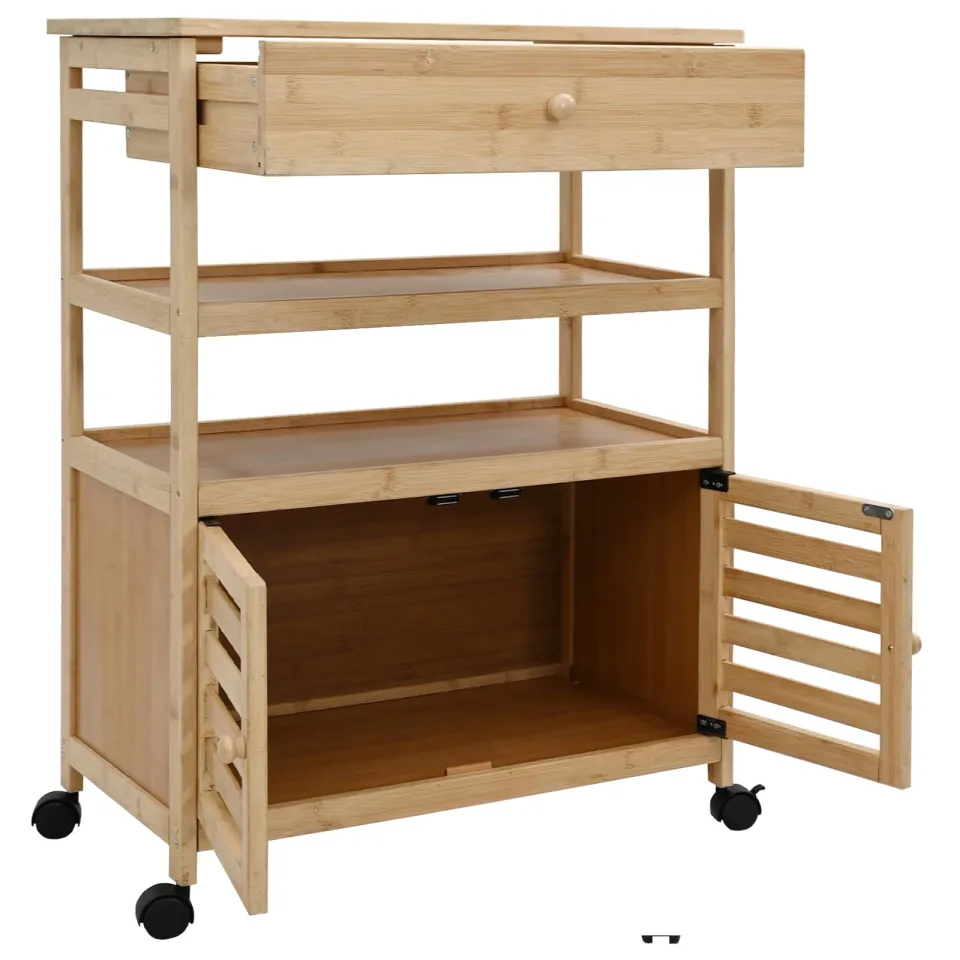 vidaXL Keukentrolley met Wielen Naturel 59,5 x 36 x 82 cm Bamboe, foto 4