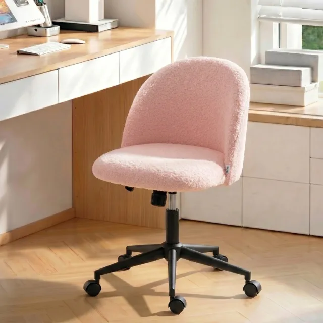 CHICFURN Bureaustoel - Hoogteverstelbaar - Zonder armleuningen - Roze