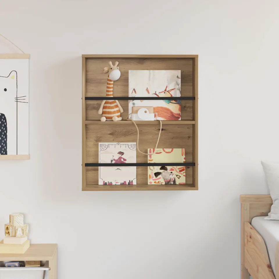vidaXL Tijdschrift Rek Artisan Eiken 60 x 12 x 70 cm Bewerkt hout, foto 4