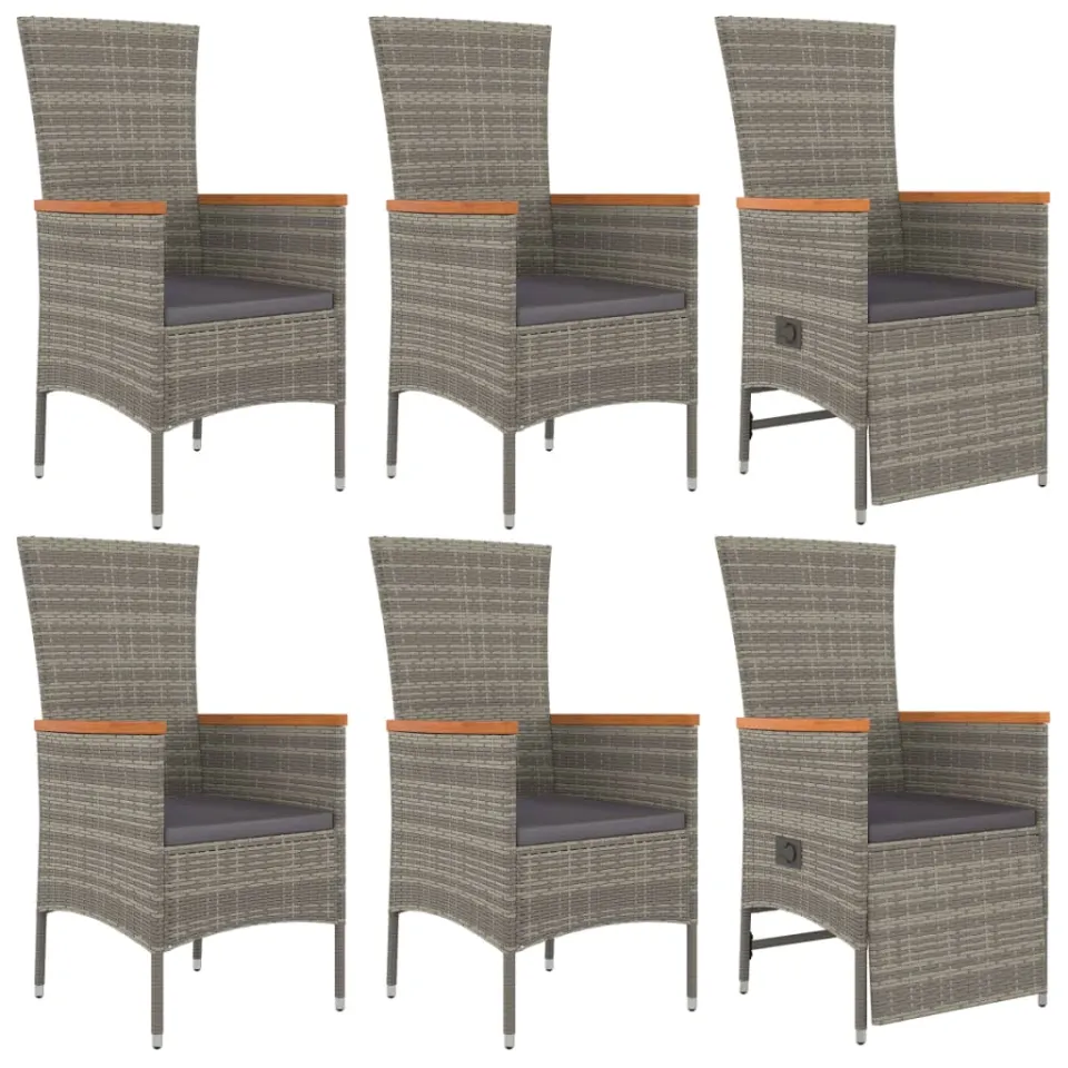 vidaXL 7-delige Tuinset met kussens poly rattan grijs, foto 3