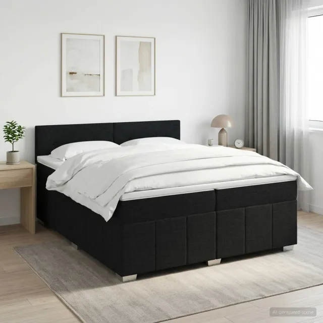 vidaXL Boxspringbed met matras met hoofdeinde Zwart 200 x 200 cm Stof