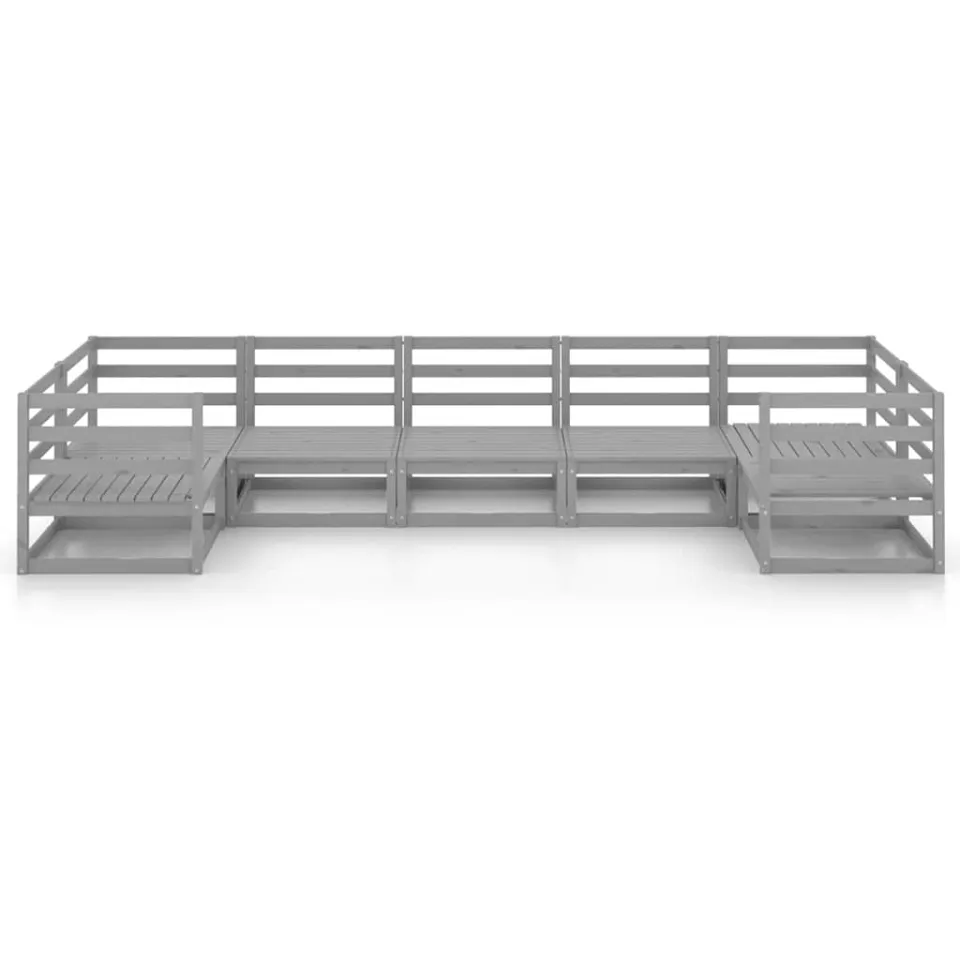 vidaXL 7-delige Loungeset massief grenenhout Grijs