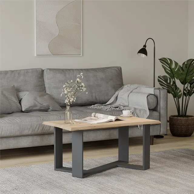 Vicco Arne Salontafel – 90 x 50 cm Krachtige eik goud Goudkleurig Eiken
