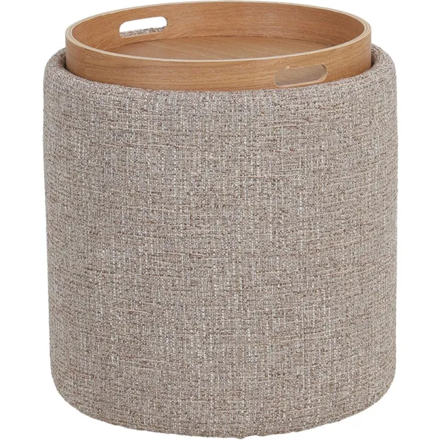 DÉJA Living Bijzettafel Zara - Taupe/Naturel Rond met Opbergruimte - 40cm