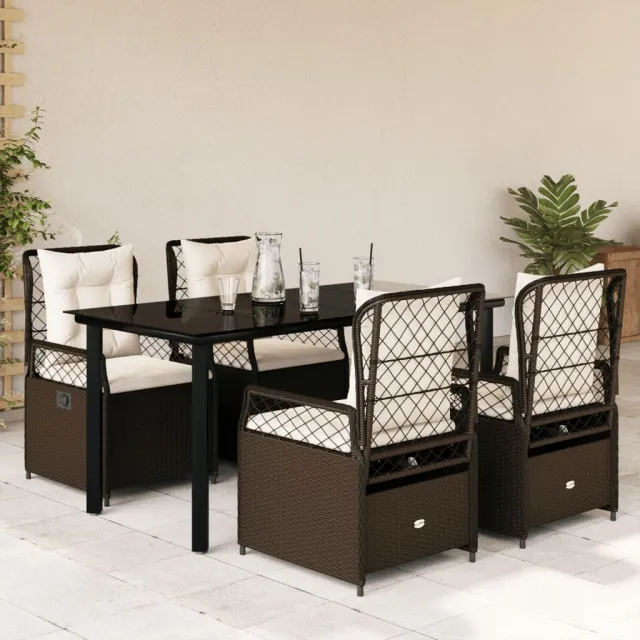 vidaXL 5-delige Tuinset met kussens poly rattan bruin, foto 2