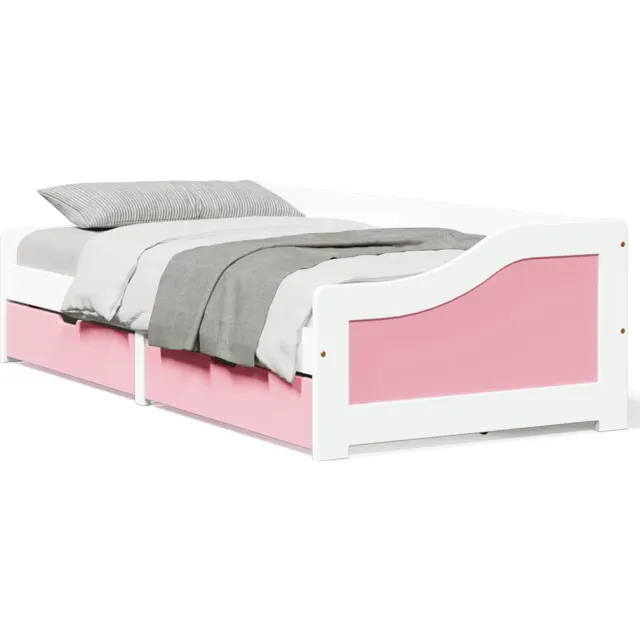vidaXL Slaapbank met 2 lades zonder matras IRUN 90x200 cm wit en roze