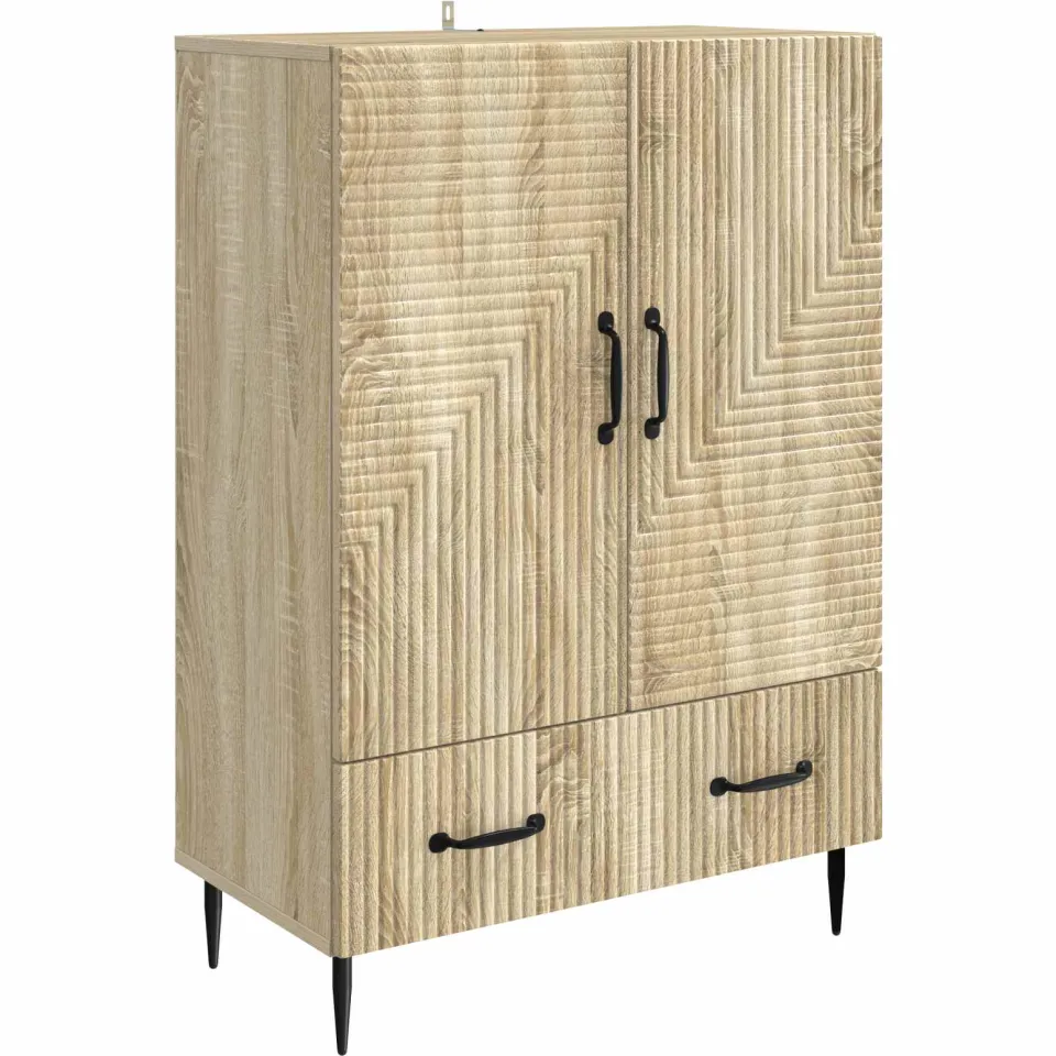 vidaXL Dressoir met lade Sonoma Eiken 66 x 34,5 x 95 cm Bewerkt hout Bruin