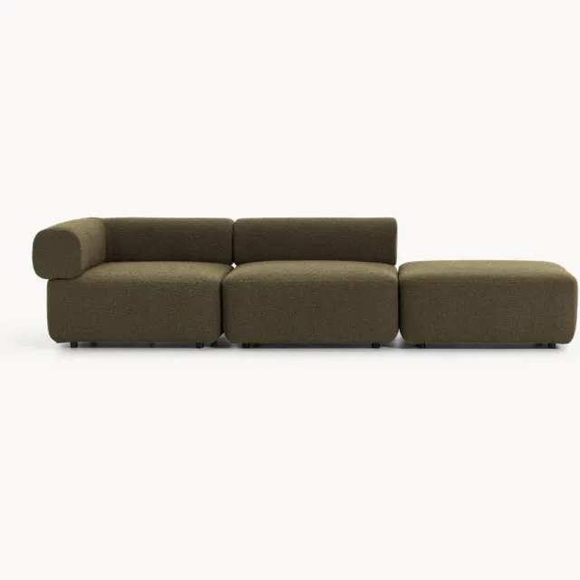 Westwing Collection Modulaire bouclé poef Anton groen