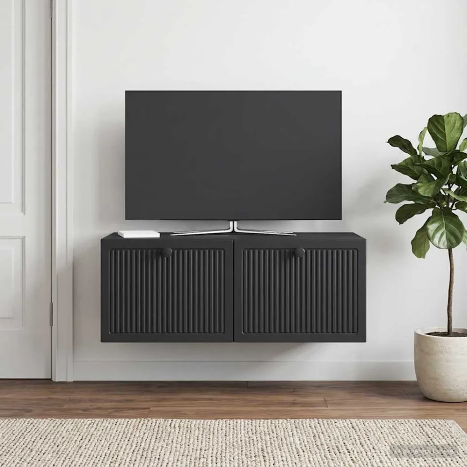 vidaXL Wandbeugel TV-kast Zwart 78,5 x 41 x 30 cm Bewerkt hout, foto 4