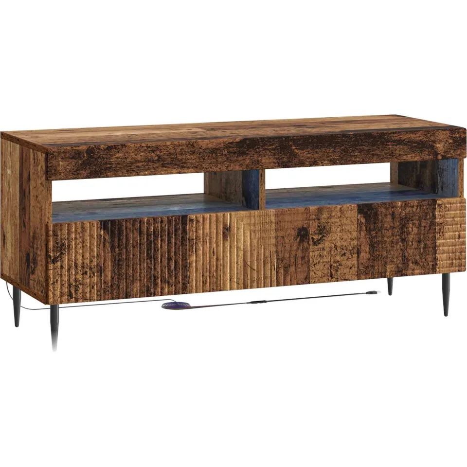 vidaXL LED tv-meubel HAARLEM 100 x 35 x 43 cm Oud hout Bewerkt hout bruin, foto 3