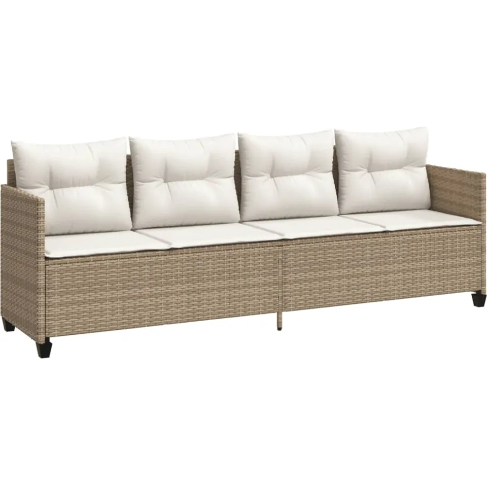 vidaXL 5-delige Loungeset met kussens poly rattan beige