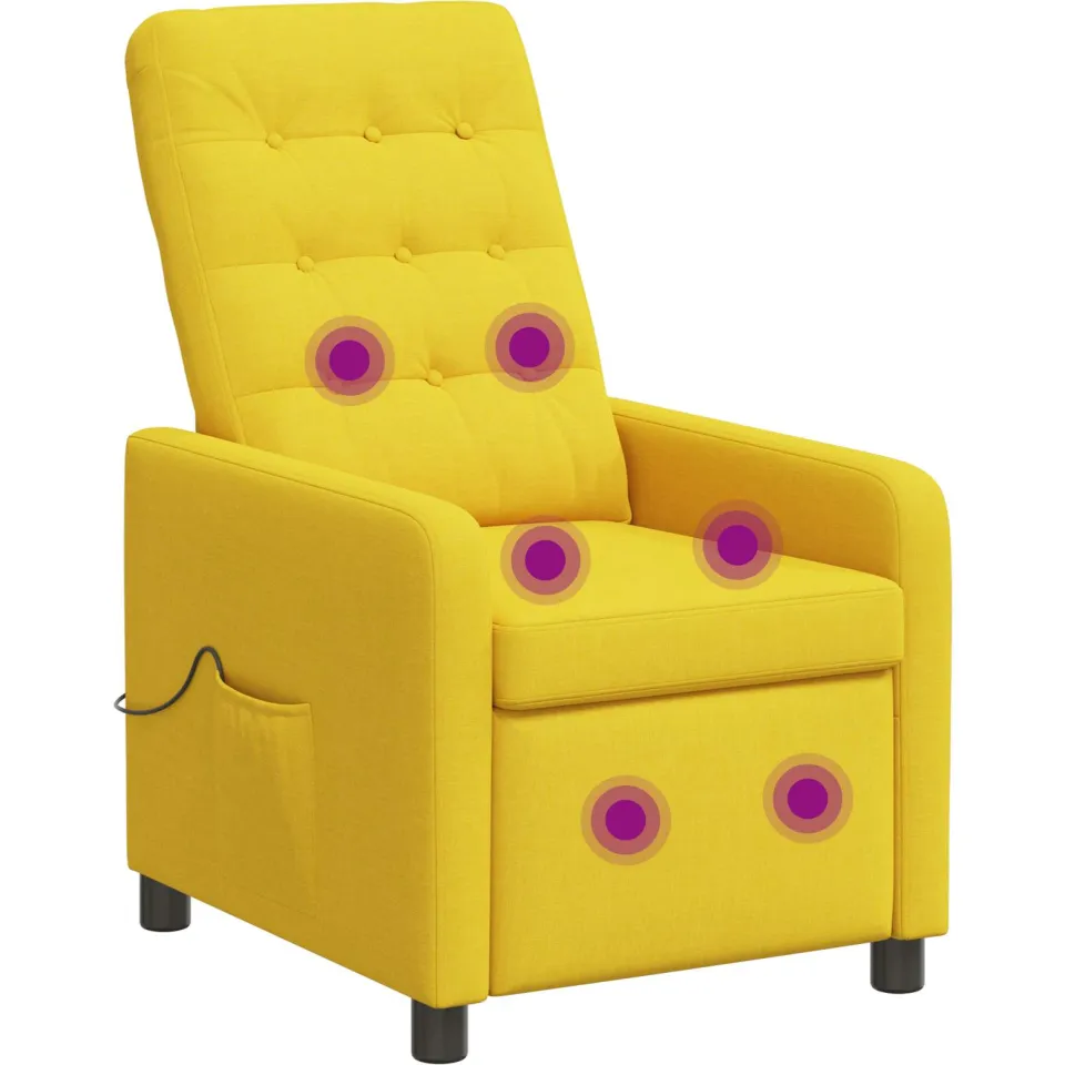 vidaXL Massage-relaxstoel Licht Geel 65 x 93 x 102 cm Stof