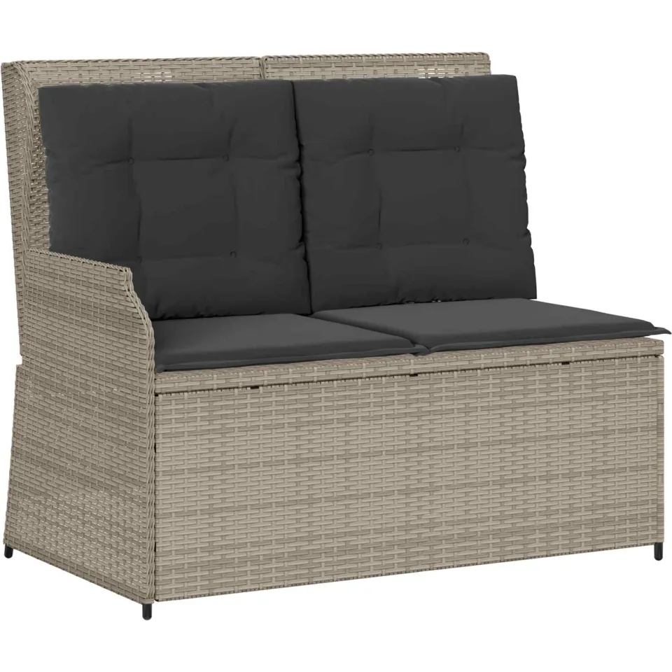 vidaXL Tuinbank Lichtgrijs poly rattan