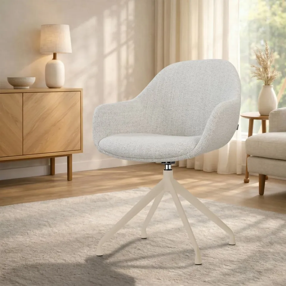Nolon Nola-Mae draaibare eetkamerstoel beige gemêleerd - beige onderstel, foto 3