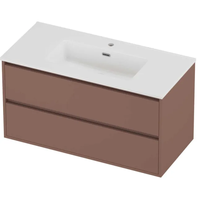 Proline Tribute Badmeubelset Porselein Elegant 1 Gat 100x46x54 cm Glans Wit Beauty Blush Rosé Goud