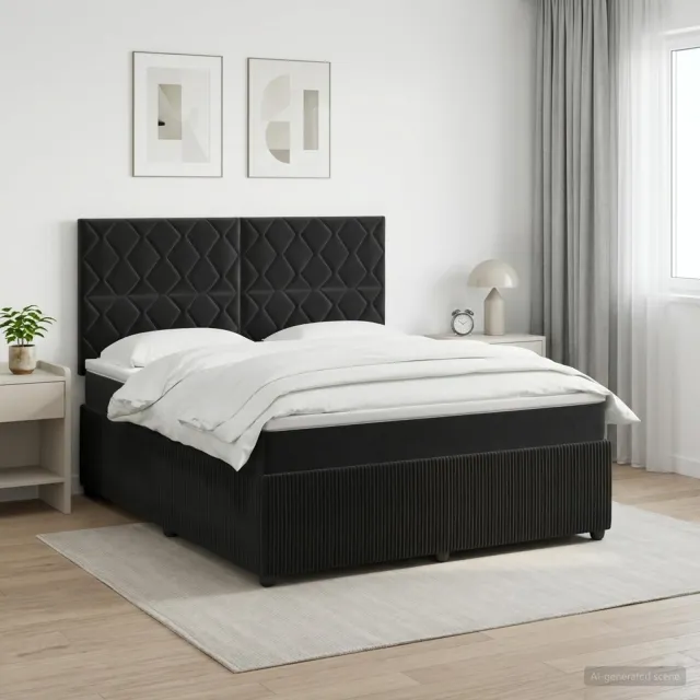 vidaXL Boxspringbed met matras Zwart 140 x 200 cm Fluweel