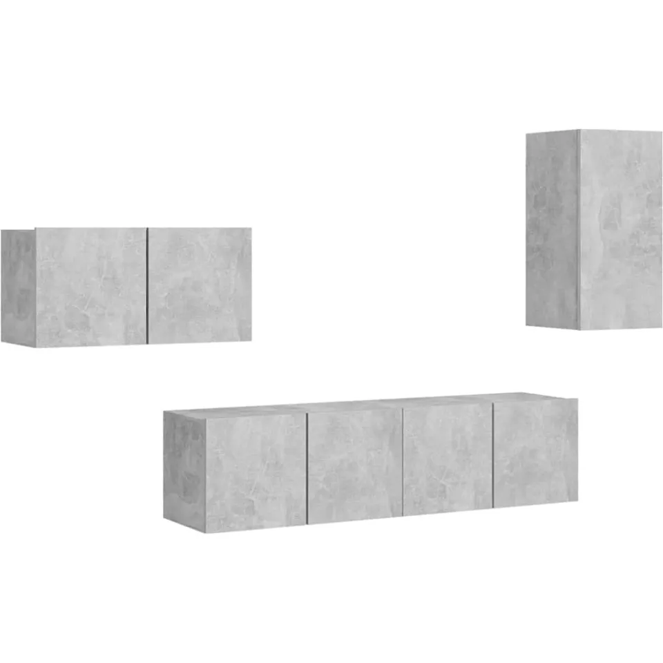 vidaXL 4-delige Tv-meubelset bewerkt hout betongrijs grijs, foto 3