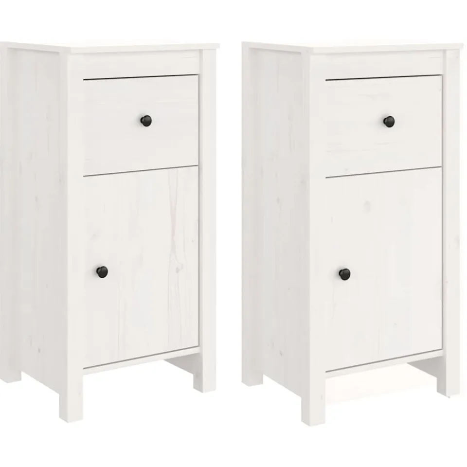 vidaXL Dressoirs 2 st 40x35x80 cm massief grenenhout wit