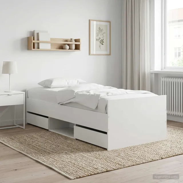 vidaXL Bedframe met lade met hoofdeinde met opslag Wit Bewerkt hout