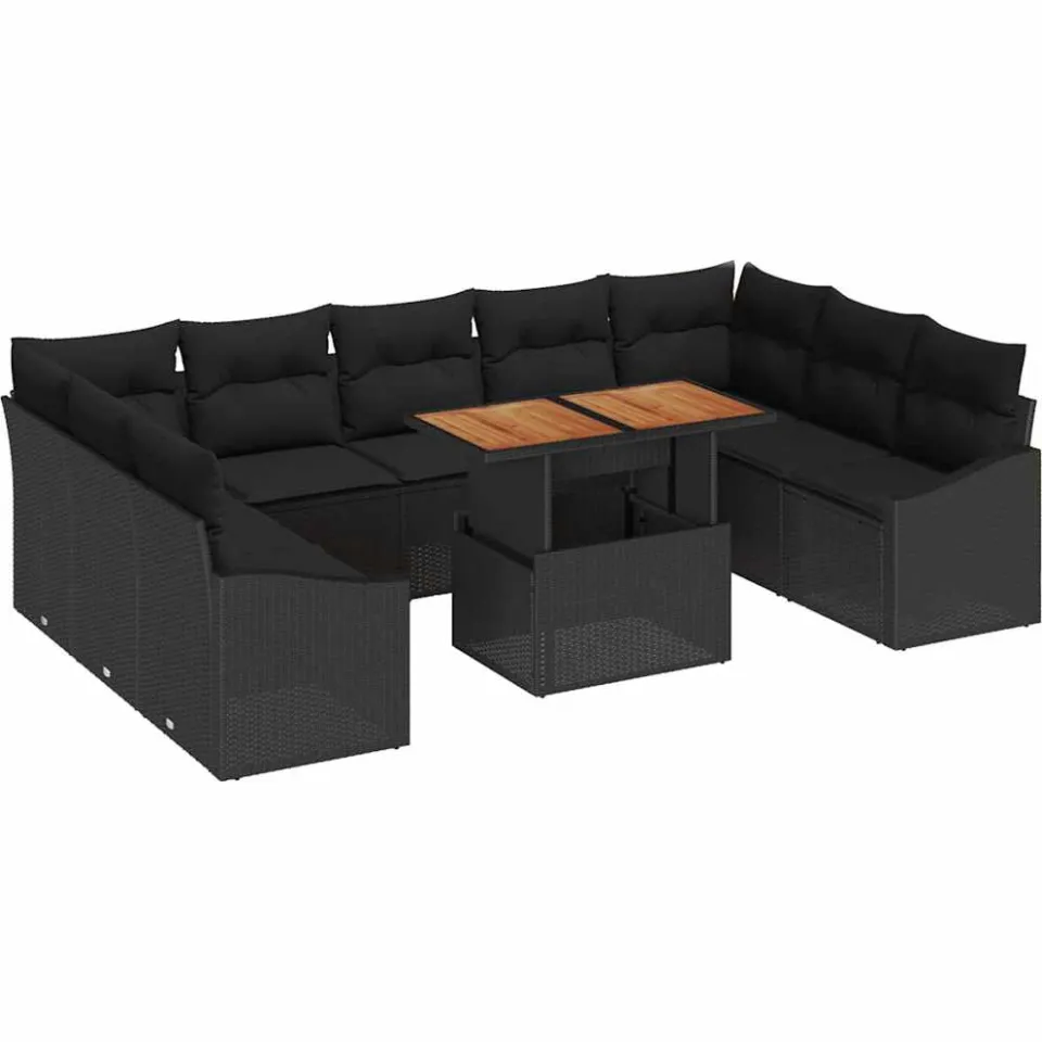 vidaXL Tuin Sofa Set 10 st Zwart Poly riet