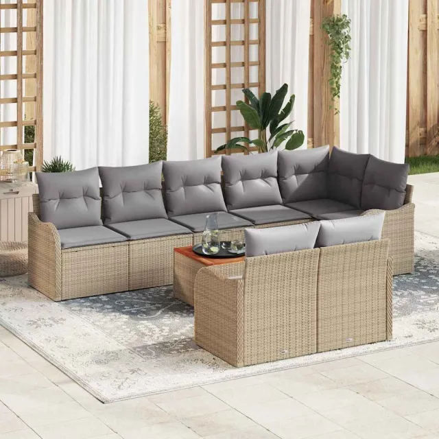 vidaXL Tuinbankenset 9 st Beige en Licht Grijs poly rattan