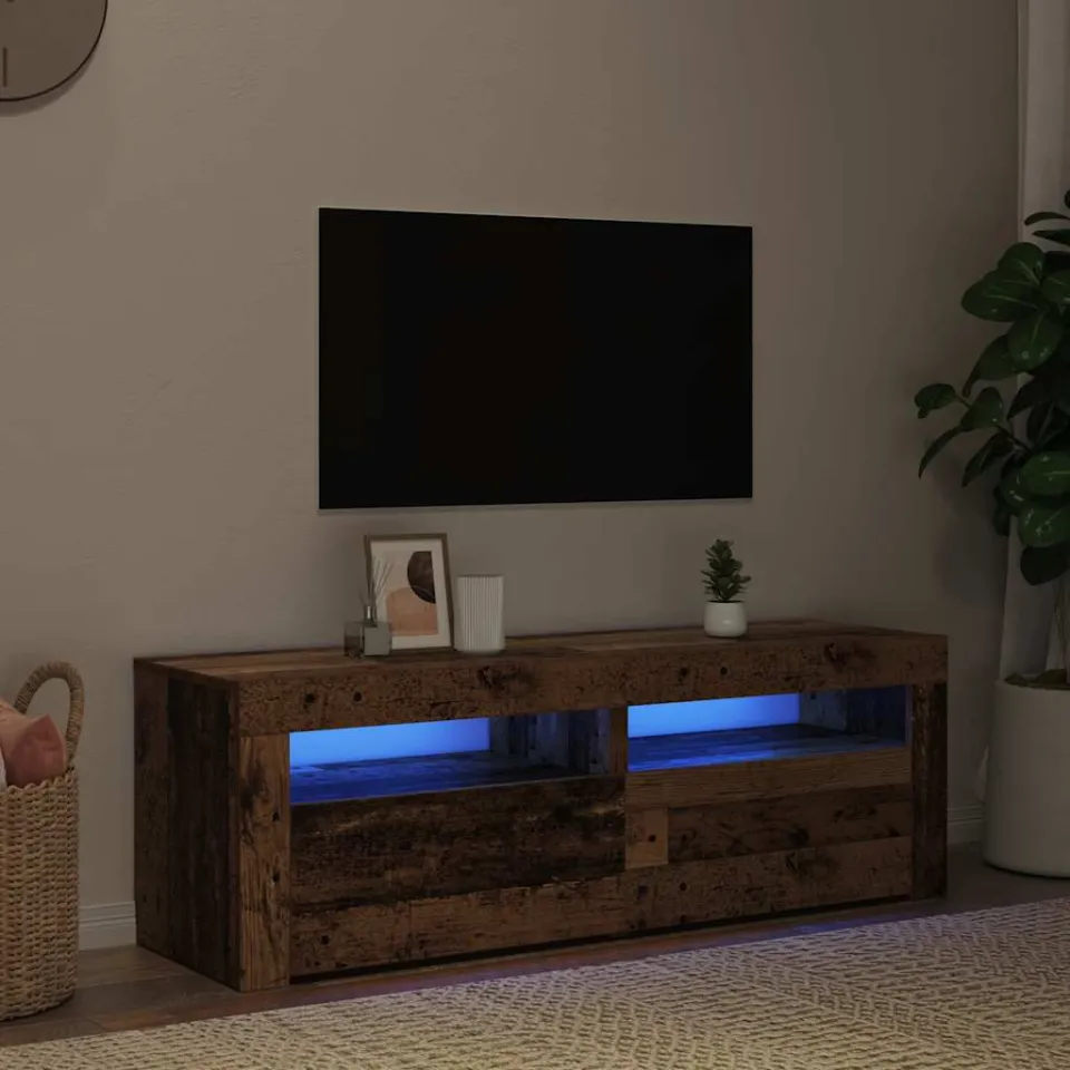 vidaXL Tv-meubel met LED 120x35x40 cm bewerkt hout oud hout bruin, foto 3