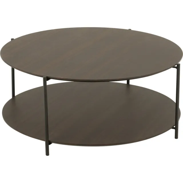 J-Line salontafel Rond - hout/metaal - donkerbruin - small
