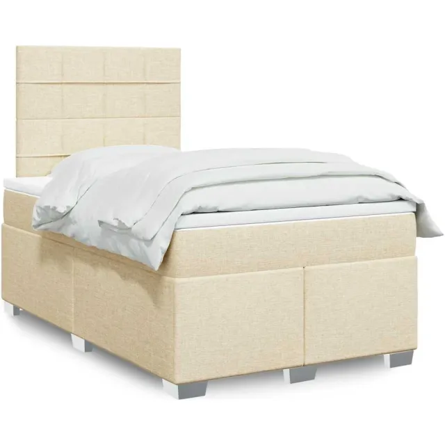 vidaXL Boxspring met matras stof crèmekleurig 120x200 cm