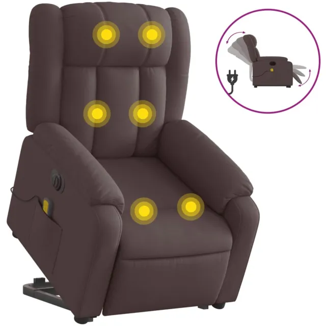 vidaXL Sta-op-massagestoel - elektrisch - verstelbaar - stof - donkerbruin