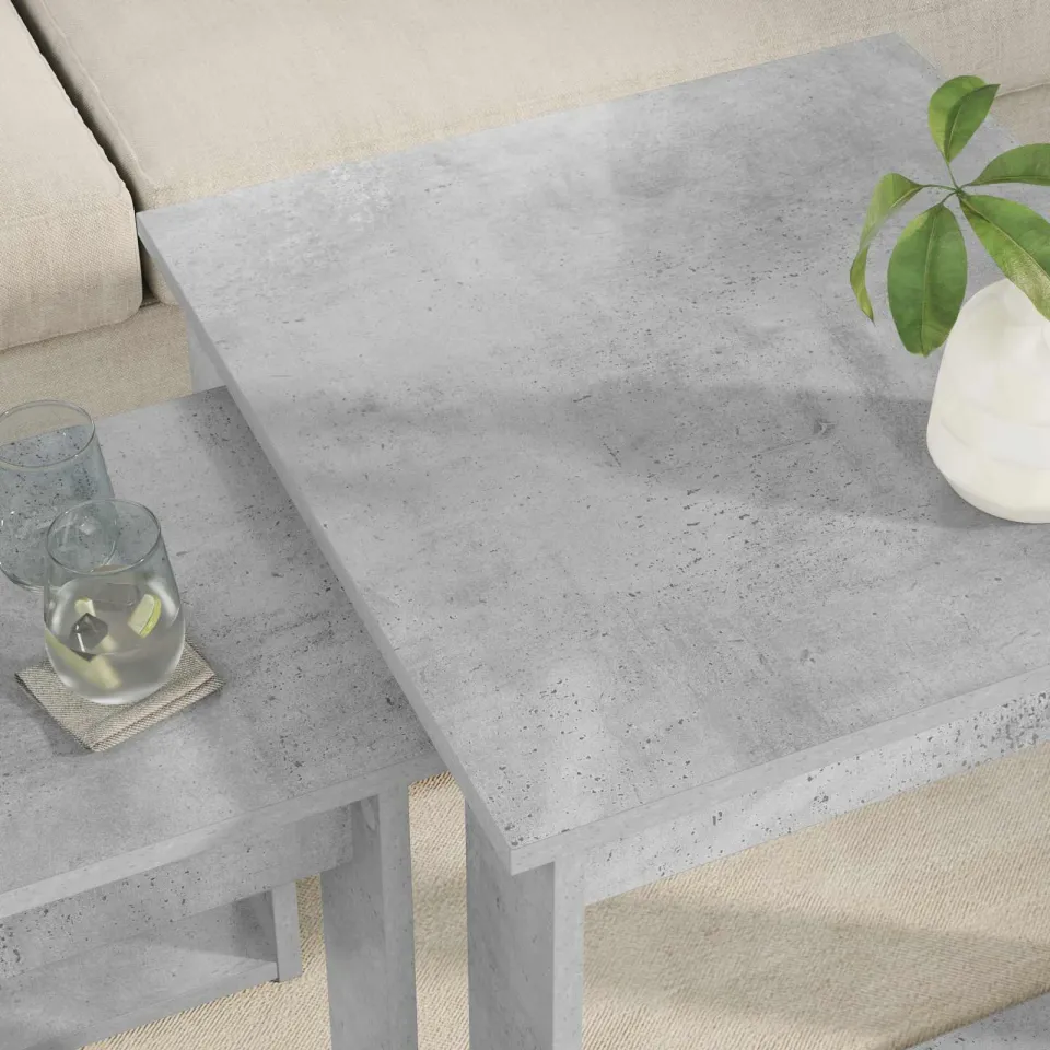 vidaXL Koffietafel Set 2 st Beton Grijs 50 x 52 x 42 cm Bewerkt hout, foto 4