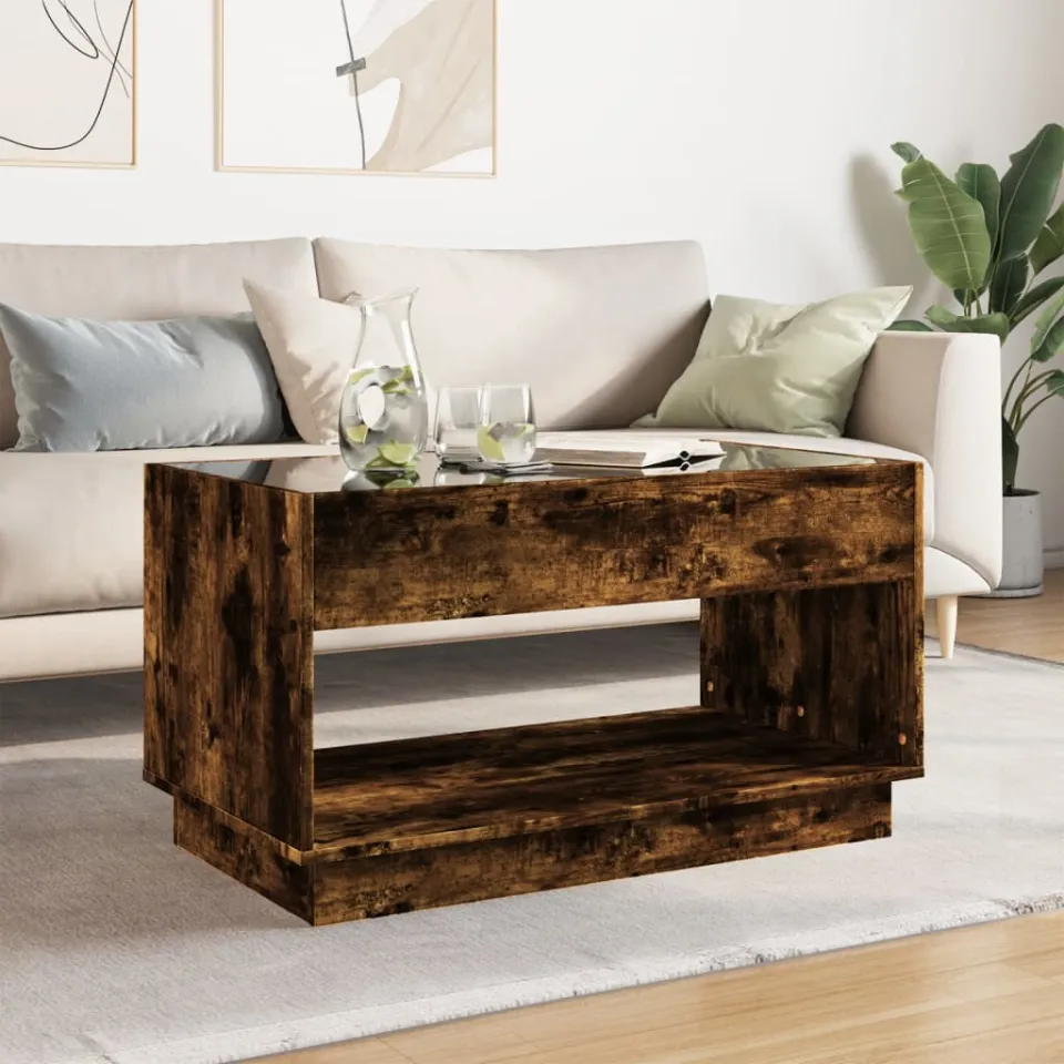 vidaXL Salontafel met Infinity LED 90x50x50 cm gerookt eikenkleurig, foto 4