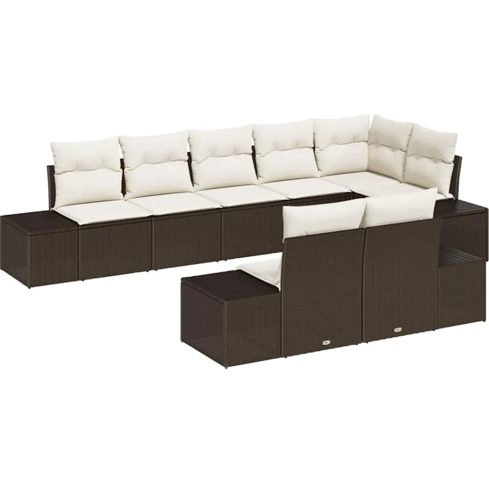 vidaXL Tuinbankenset 8 st Bruin en Crème Poly riet
