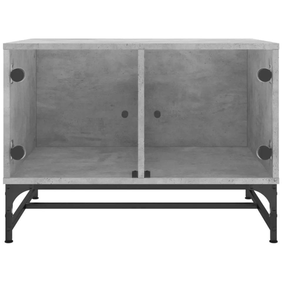 vidaXL Salontafel met glazen deuren 68,5x50x50 cm betongrijs