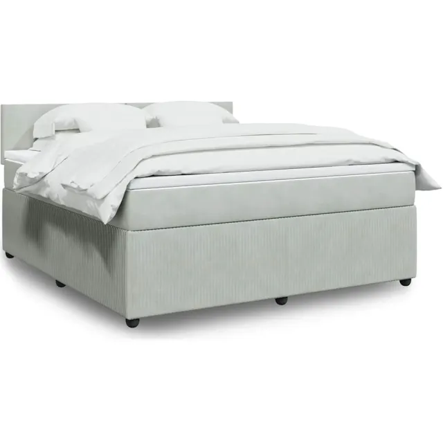 vidaXL Boxspring met matras fluweel lichtgrijs 180x200 cm grijs