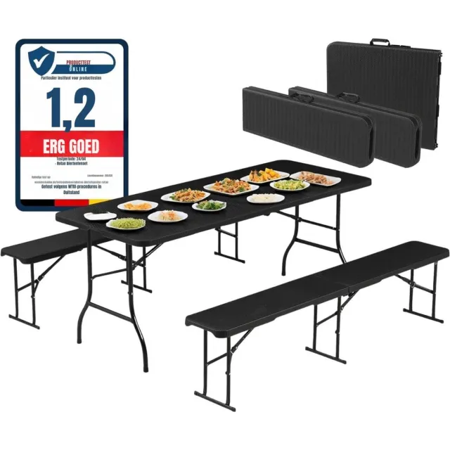 Zylo® Biertafel - Biertafels - Biertafelset - 182x75x75cm - Zwart