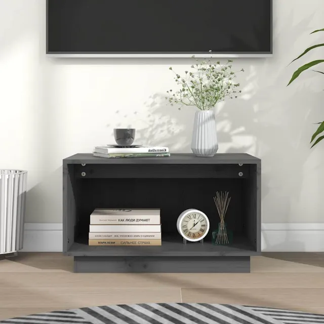 vidaXL Tv-meubel 60x35x35 cm massief grenenhout grijs