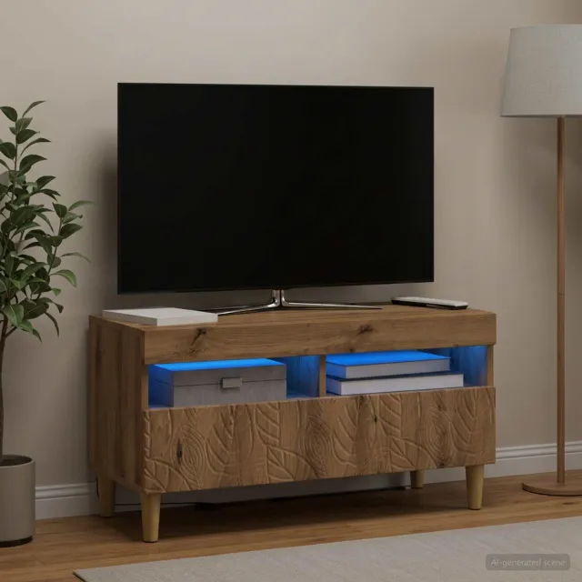 vidaXL LED tv-meubel Artisanaal eiken Bewerkt hout Bruin