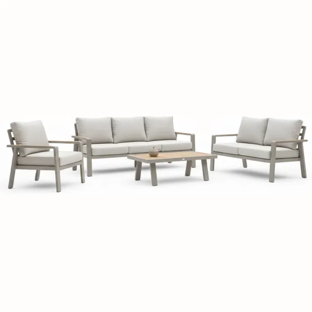 Belito Birmingham Loungeset Nr.2 – Taupe Aluminium – 6 Personen Antraciet