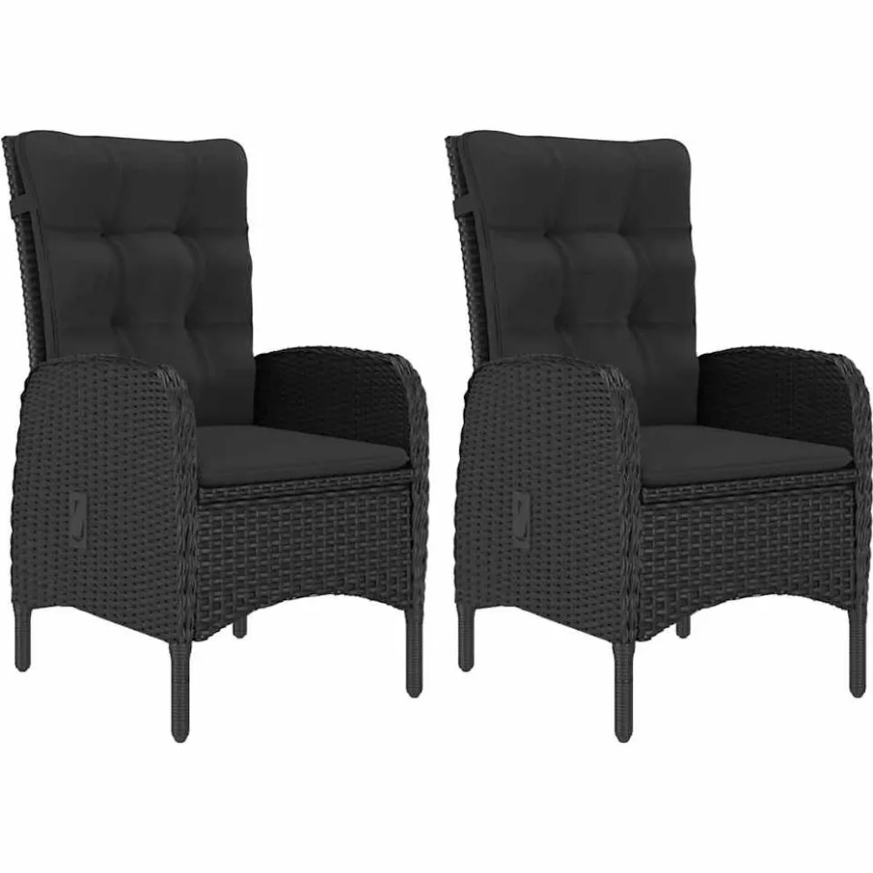 vidaXL 3-delige Tuinset poly rattan en acaciahout zwart