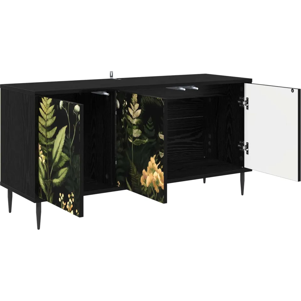 vidaXL Tv-meubel RHENEN 102 x 33 x 51 cm Zwart eiken Bewerkt hout