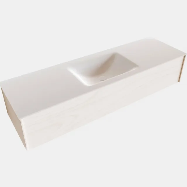 Boss & Wessing Badkamermeubel BWS Madrid Wit 150x45x30 cm Mat Witte Solid Surface Wastafel (0 kraangaten)