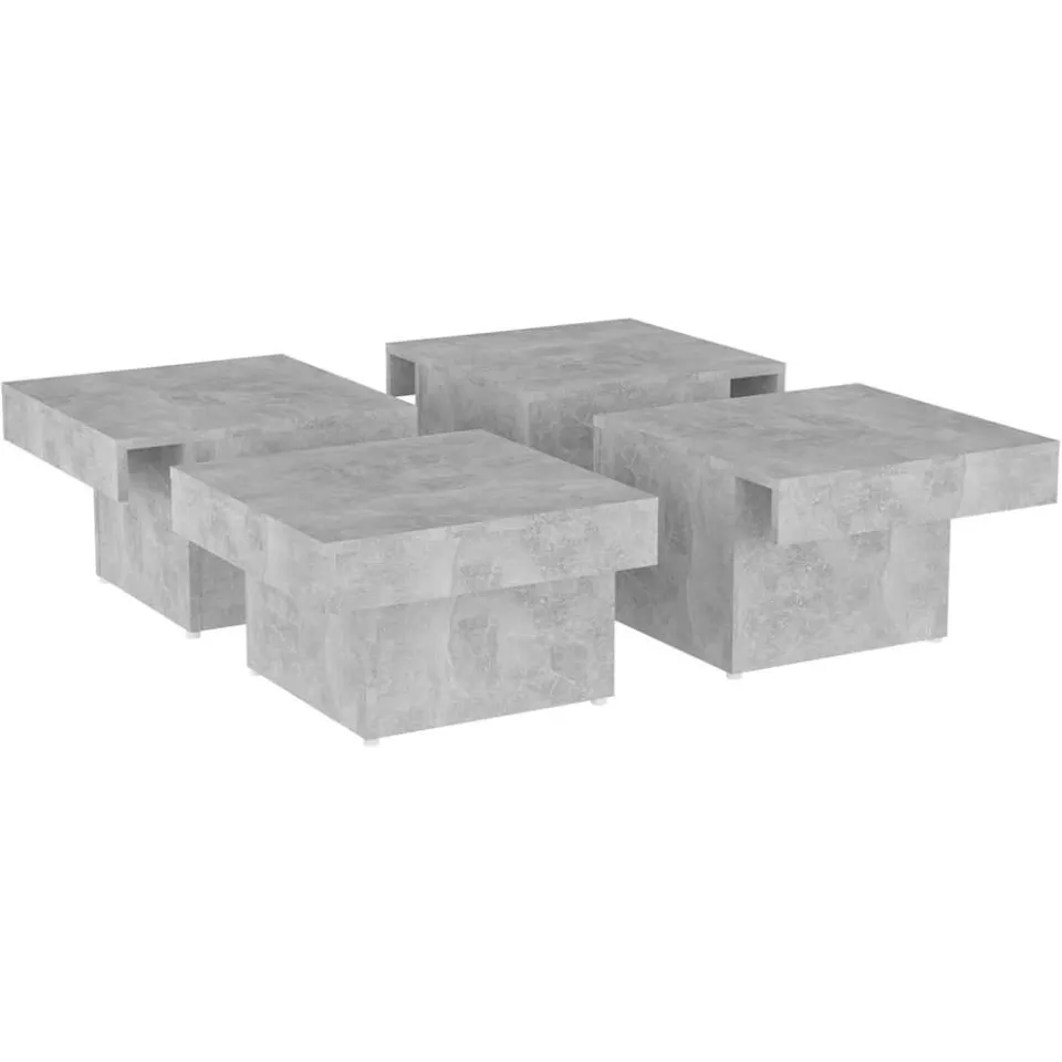 vidaXL Salontafel 90x90x28 cm bewerkt hout betongrijs grijs, foto 3