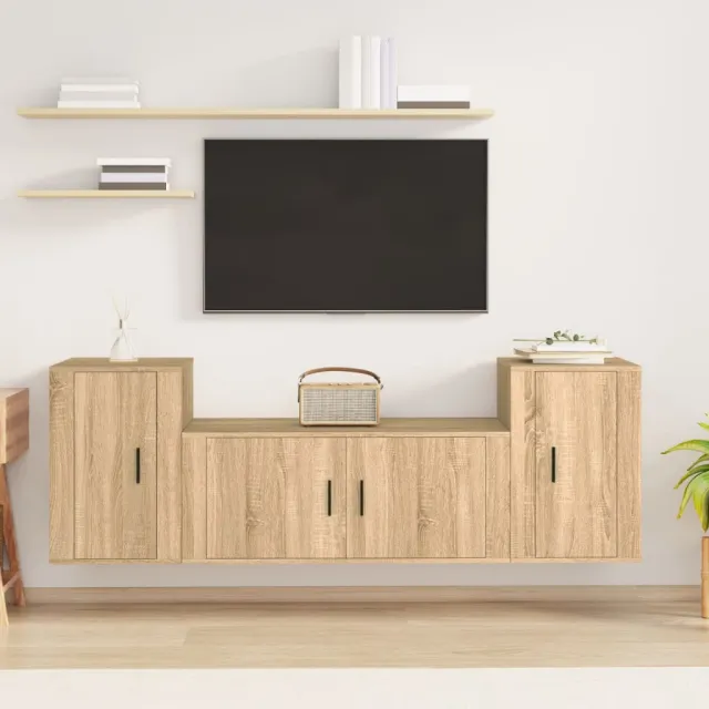 vidaXL 3-delige Tv-meubelset bewerkt hout sonoma eikenkleurig, foto 2