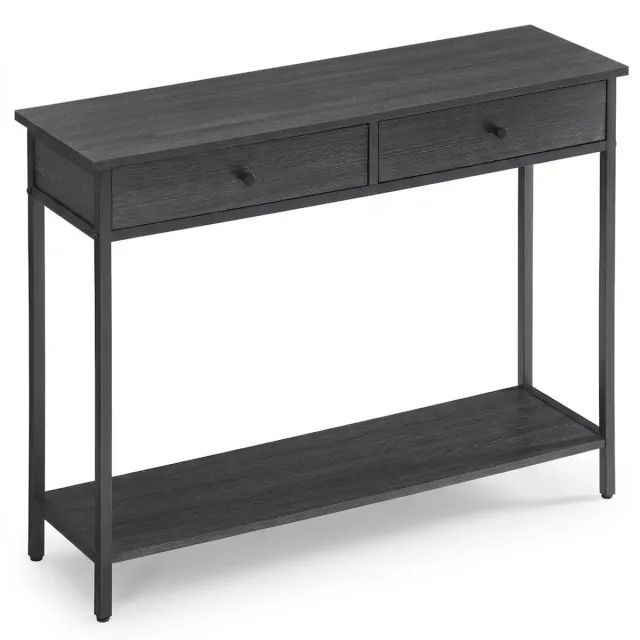 LUMÉ STORE Side Table - Consoletafel - Wandtafel - Haltafel - Gangtafel - 2 Lades - Industrieel - Opbergkast - 100x30x80cm - Zwart