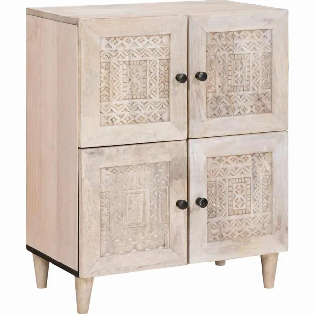 vidaXL Dressoir Bleached Wit 60 x 33 x 75 cm Massief Mango Hout