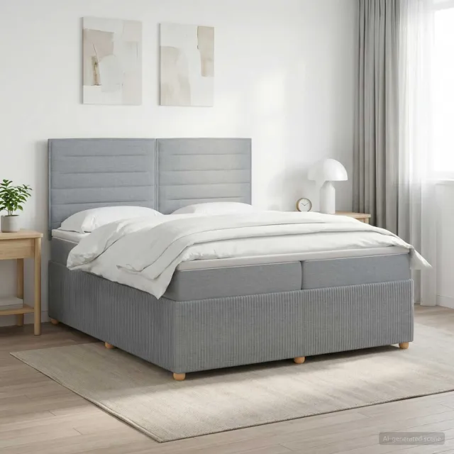 vidaXL Boxspringbed met matras Lichtgrijs 200 x 200 cm Stof