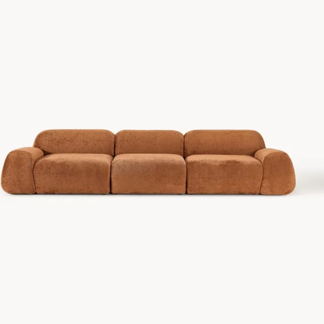 Westwing Collection Modulaire bank Wolke (4-zits) van teddy-bouclé terracotta