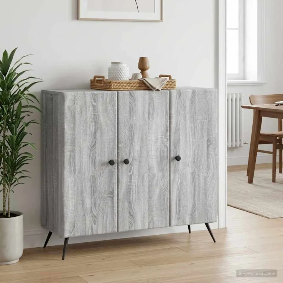 vidaXL Dressoir Grijs sonoma 89 x 34,5 x 80 cm Bewerkt hout, foto 3